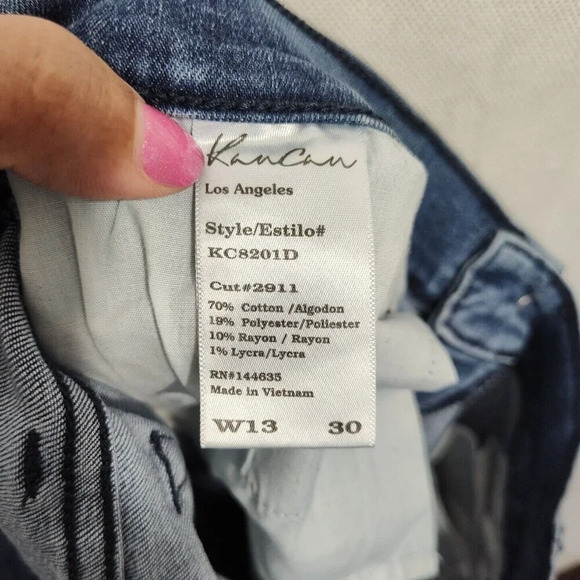 Kancan Ripped Moto Skinny Jeans Denim Women Size W13 30 Raw Hem KC8201D FLAW - Picture 10 of 12